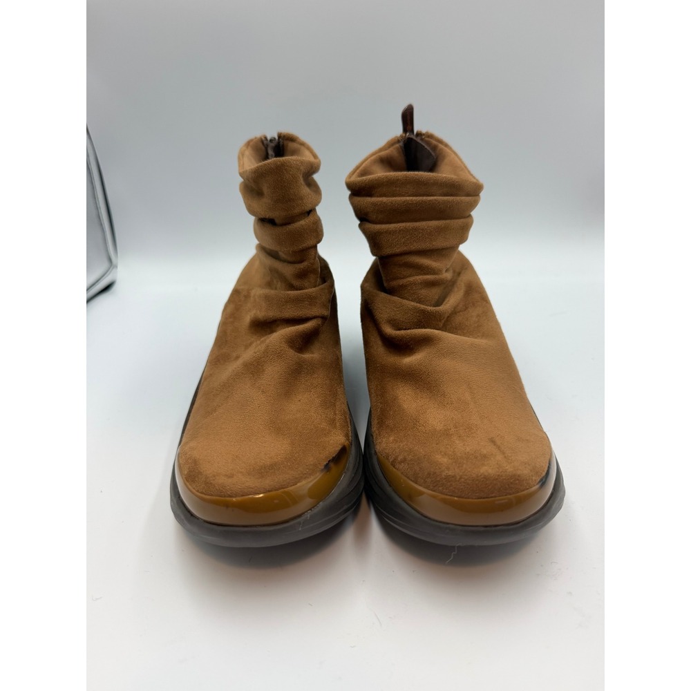Bzees Zizzle Brown Suede Fabric Slouch Ankle Boots Women's 7M